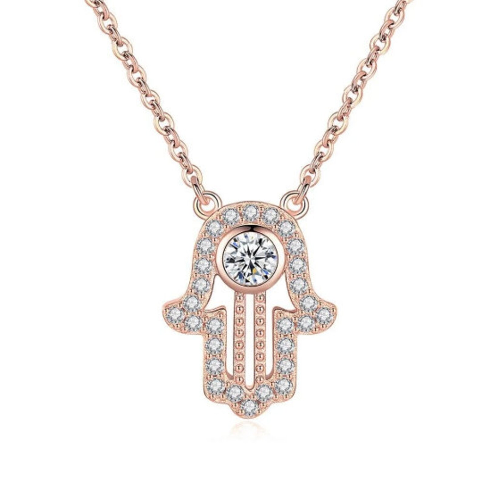 Handmade Amazigh Kabyle 925 Sterling Silver Zircon Pendant Necklace