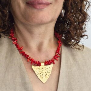 Amazigh Kabyle Red Coral Medallion Corail Necklace Jewelry