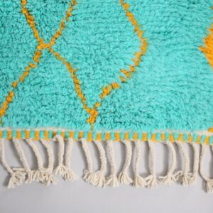 Custom Amazigh Berber Turquoise Geometric Natural Wool Living Room Rug