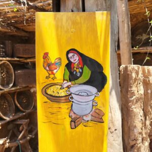 Amazigh Handpainted Cedar Wood Woman Couscous Wall Art