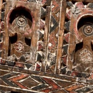 Antique Amazigh Berber Carved Wood Door Panel Wall Art