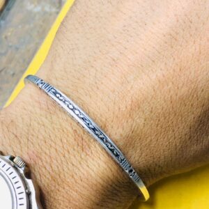 Amazigh Berber gravé Hand-Engraved 925 Silver Adjustable Cuff Bracelet