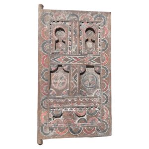 Antique Amazigh Berber Carved Wood Door Panel Wall Art