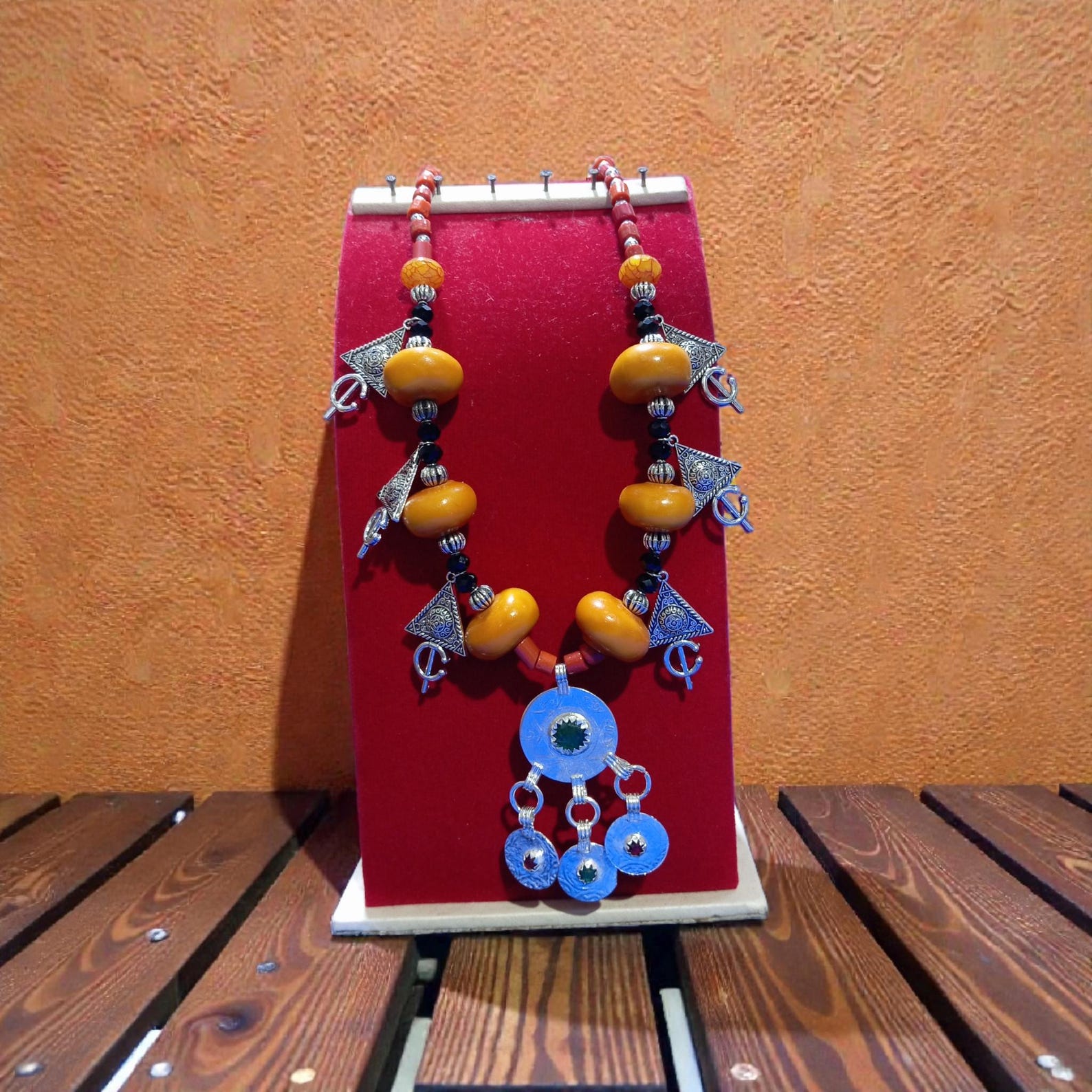 Berber Authentic Silver Jewelry Set Bridal Set Necklace Earrings Crown Tiznit Craft