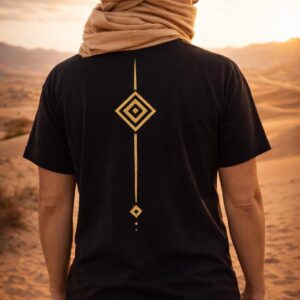 Amazigh Sigil T-Shirt Heritage Gold Graphic Tee Black