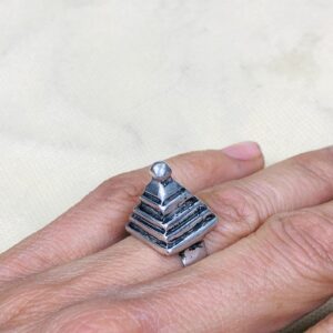 Handmade Amazigh Berber Solid Silver Geometric Pyramid Cone Ring