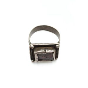 Berber Ancient Square Silver Glass Ring With Heritage
