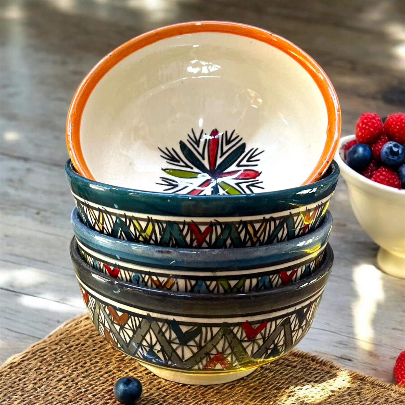 Amazigh Handmade Ceramic Traditional Pottery Hand Painted Bowl
