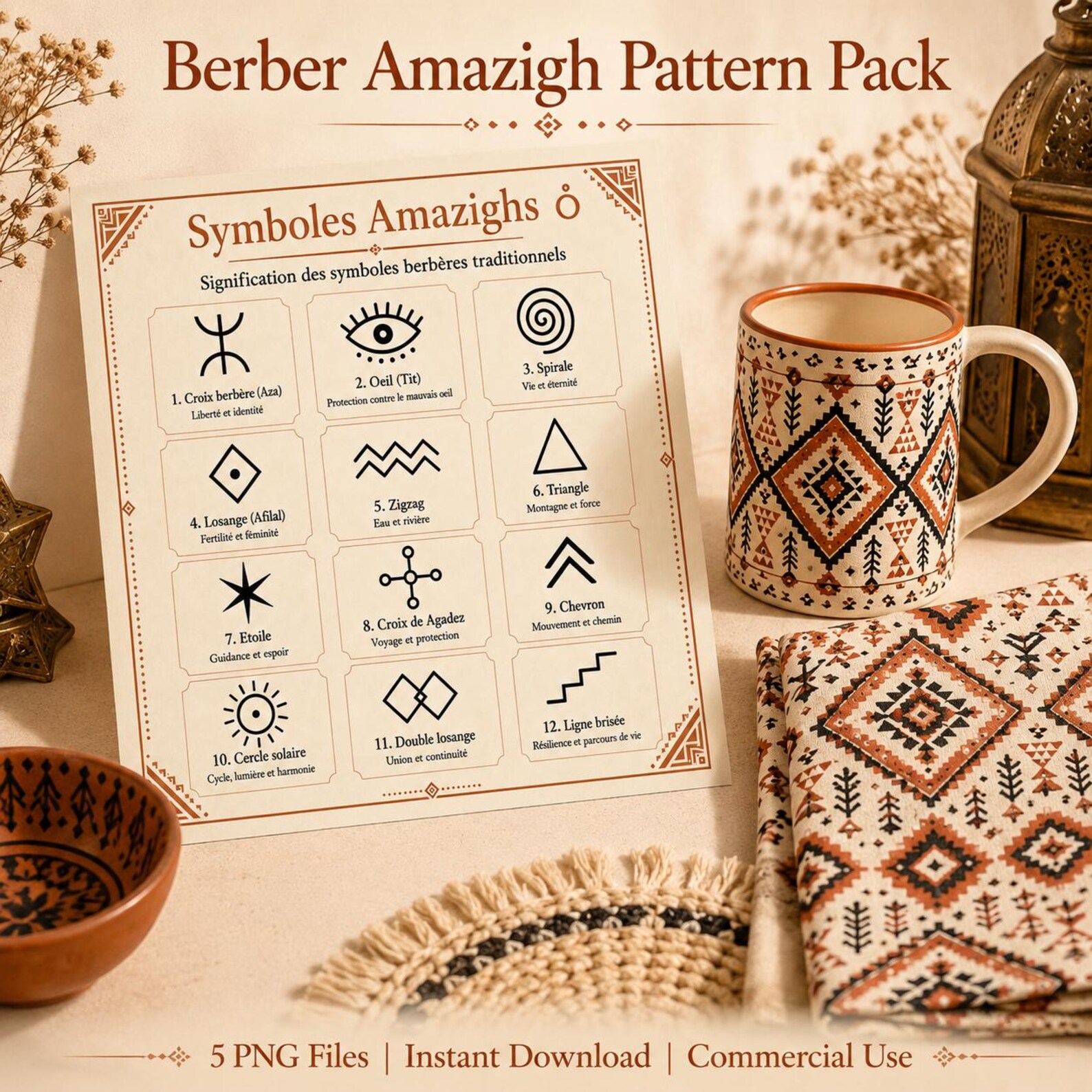Berber Pack PNG Symboles Amazighs Geometric Motif Shirt