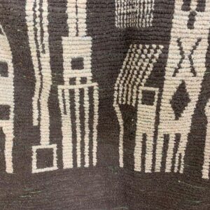 Berber Amazigh Beni Ourain Natural Wool Abstract Motif Rug