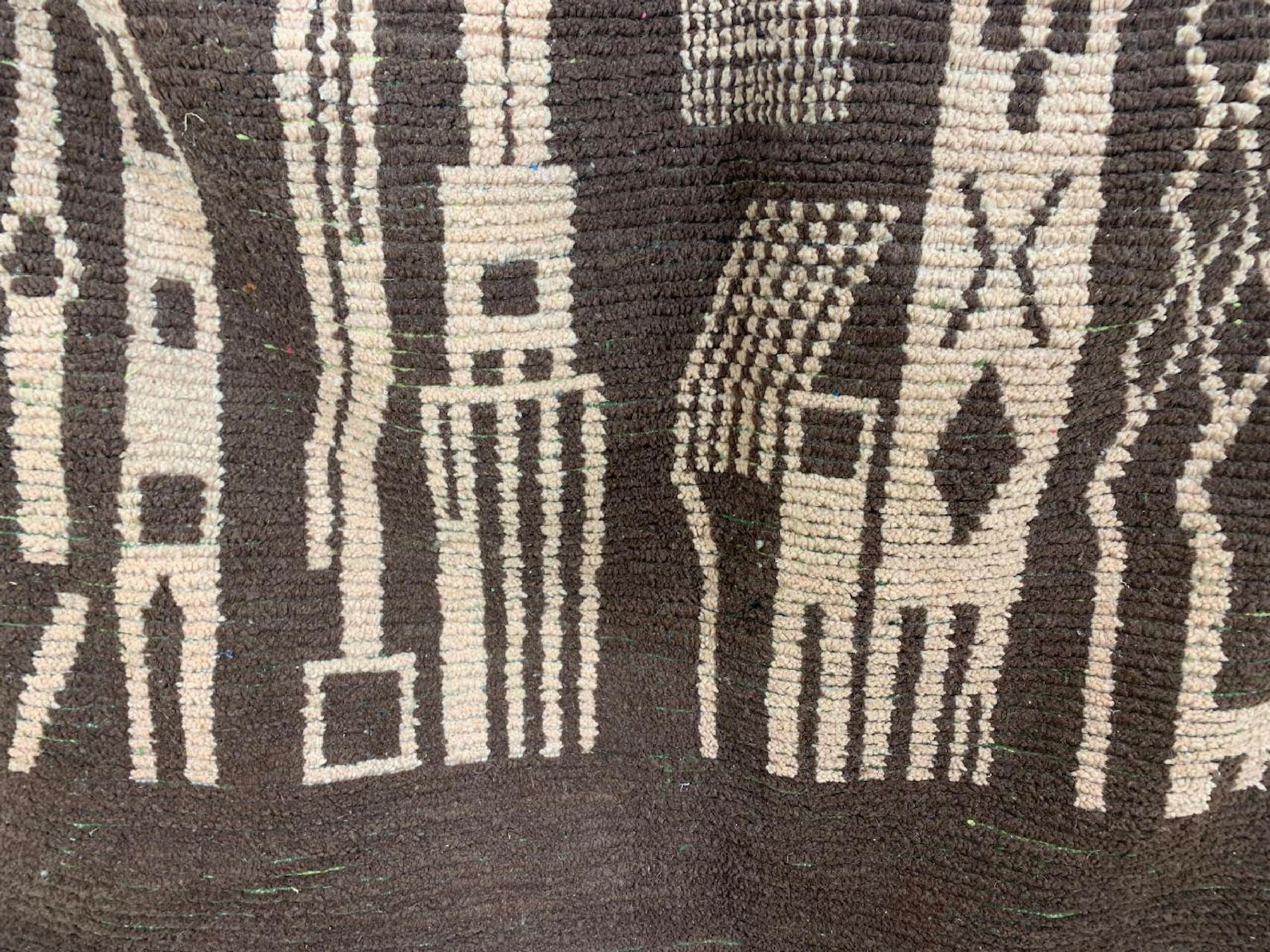 Berber Amazigh Beni Ourain Natural Wool Abstract Motif Rug