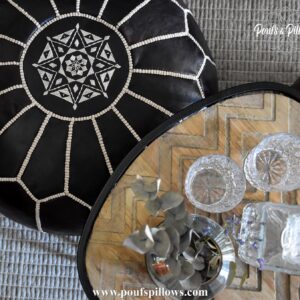 Berber Leather Handmade Delivered stuffed Ottoman footstool Pouf