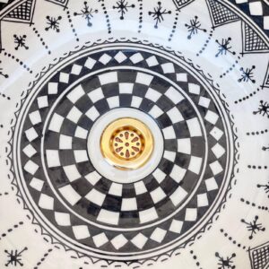 Amazigh Hand Painted Checkerboard Bathroom Sink Basin Ceramic Ring
