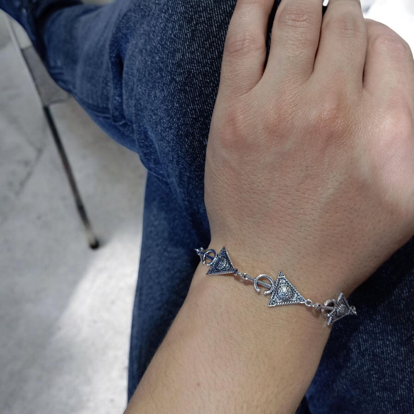 Berber Handmade Tazerzit Tribal Cuff Silver Plated Bracelet