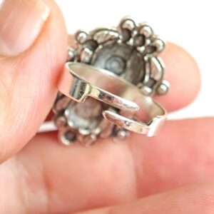 Amazigh Ring in métal argenté émaillé kabyle- - berbère