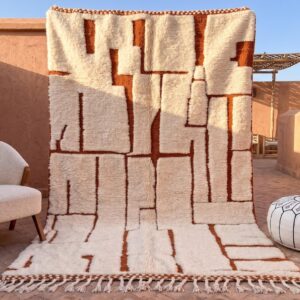 Berber Custom Design Wool Neutral Geometric Living Room Rug