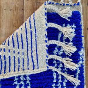 Amazigh Royal Blue Wool Tribal Handwoven Runner Rug