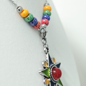 Amazigh Kabyle Beaded Stainless Steel Necklace with Customizable Pendant