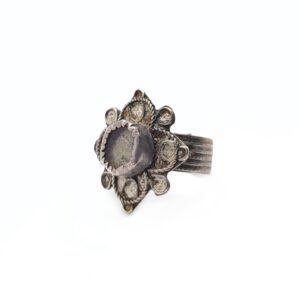 Berber Antique silver glass Morocco old flower Ring