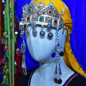 Handmade Amazigh Berber Taounza Silver Enamel Tribal Crown Headband