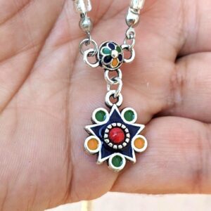 Amazigh Kabyle Natural Stone Seed Bead Enameled Pendant Necklace