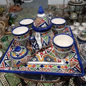 Amazigh Hand-Painted Ceramic Tea Set Traditional Pottery Mug