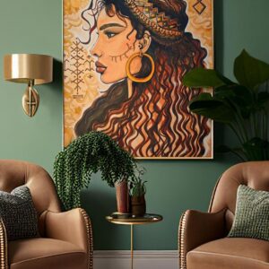 Amazigh La Gazelle Modern Watercolor Portrait Digital Wall Art