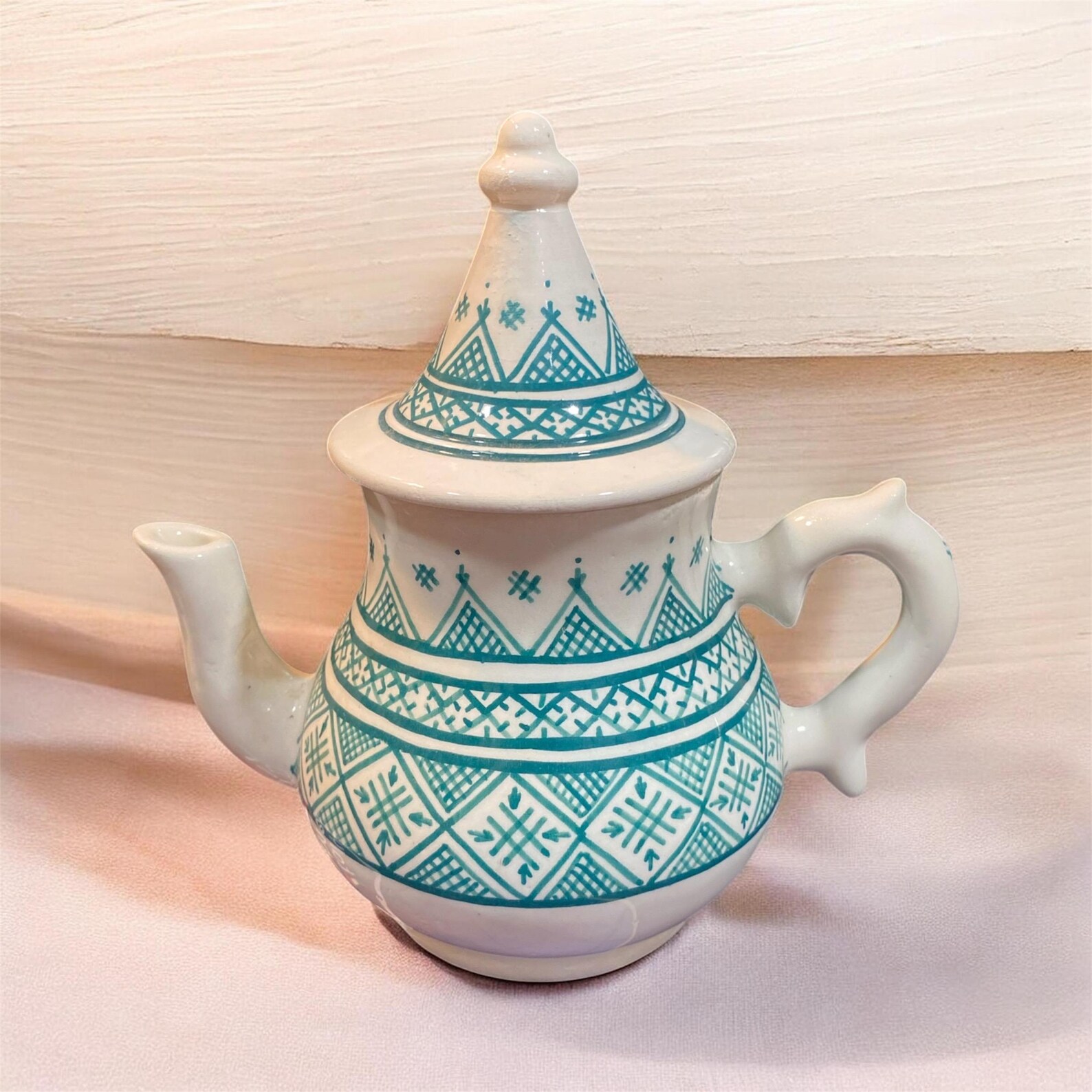 Berber Handmade Teapot Traditional Design White Ceramic Piece