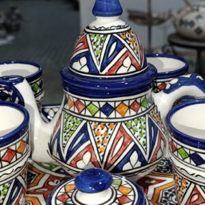 Amazigh Hand-Painted Ceramic Tea Set Traditional Pottery Mug