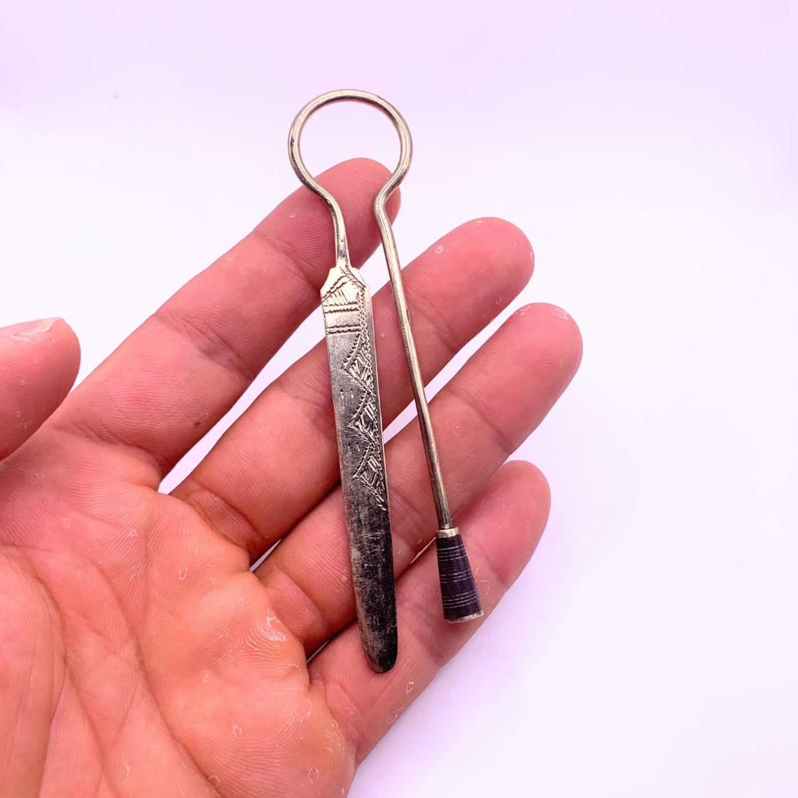 Berber Tuareg Hand-Engraved Ebony and Metal Vintage Bookmark