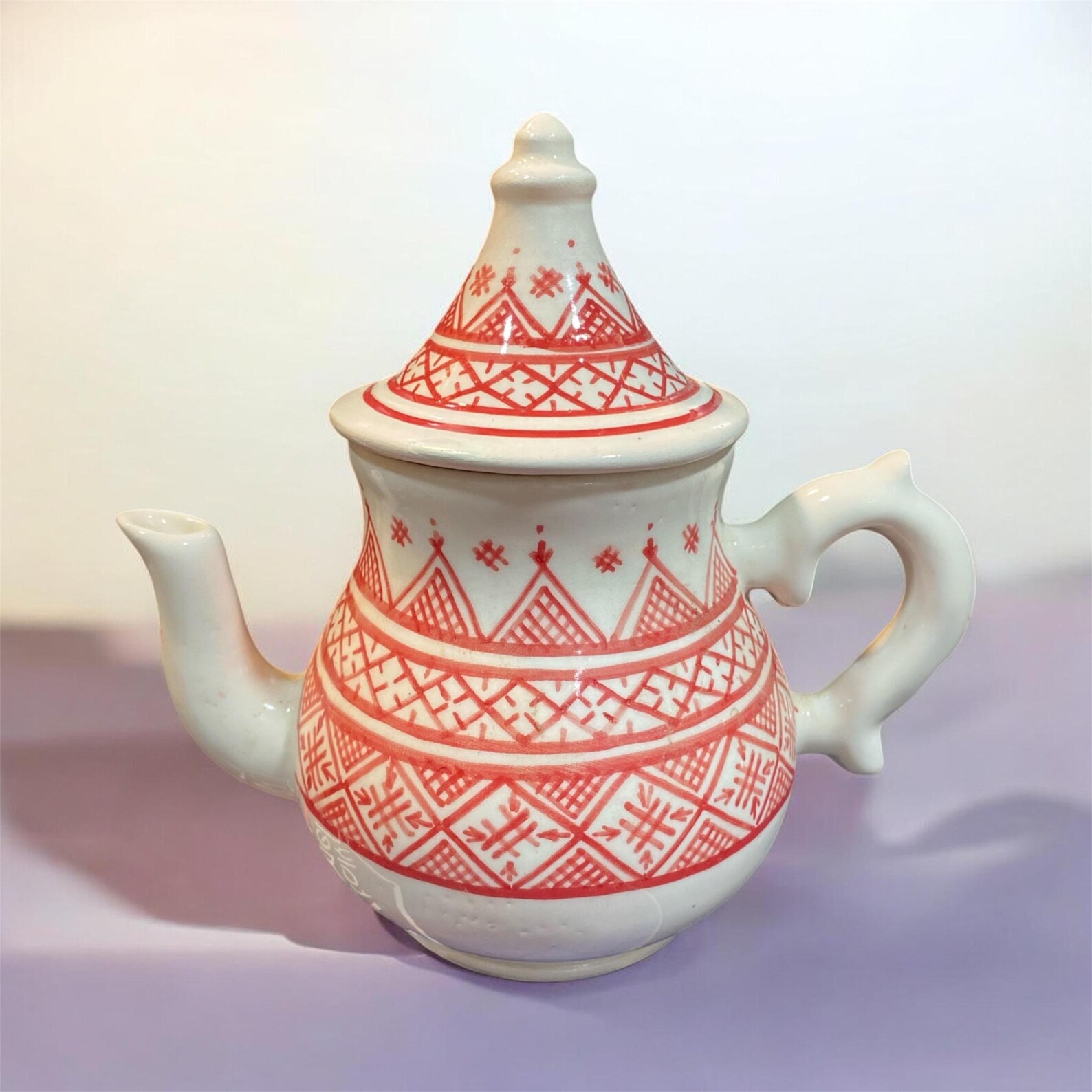 Berber Handmade Teapot Traditional Design White Ceramic Piece