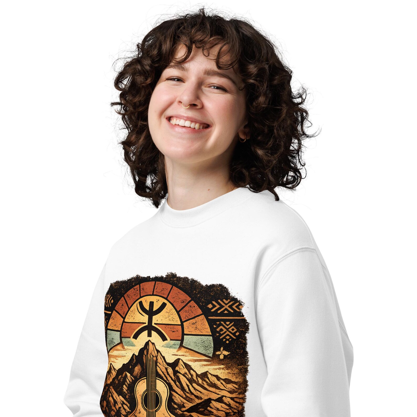 Amazigh Berber Yaz Symbol Unisex Sweatshirt Mountain Landscape Ring