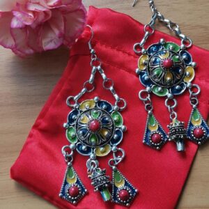 Traditional Kabyle Amazigh Berbères Three-Charm Handmade Dangle Earrings