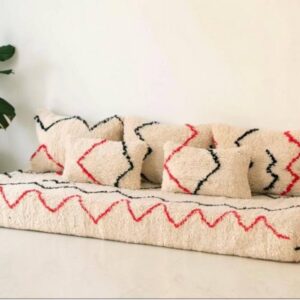 Pouf with Amazigh Wool Majlis Floor Sofa Covers and Pillowcases