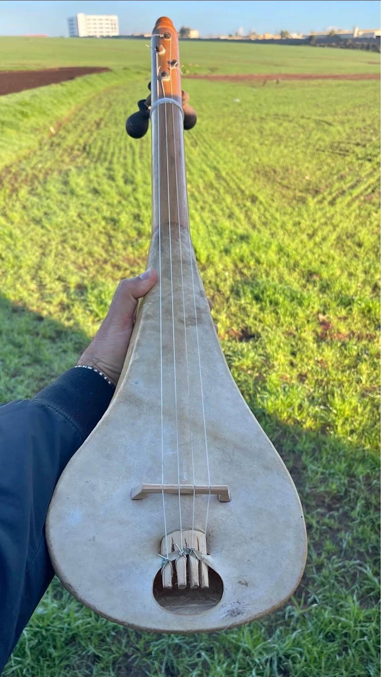 Amazigh Traditional Loutar 4-String Plucked Lute Handmade Musical Instrument