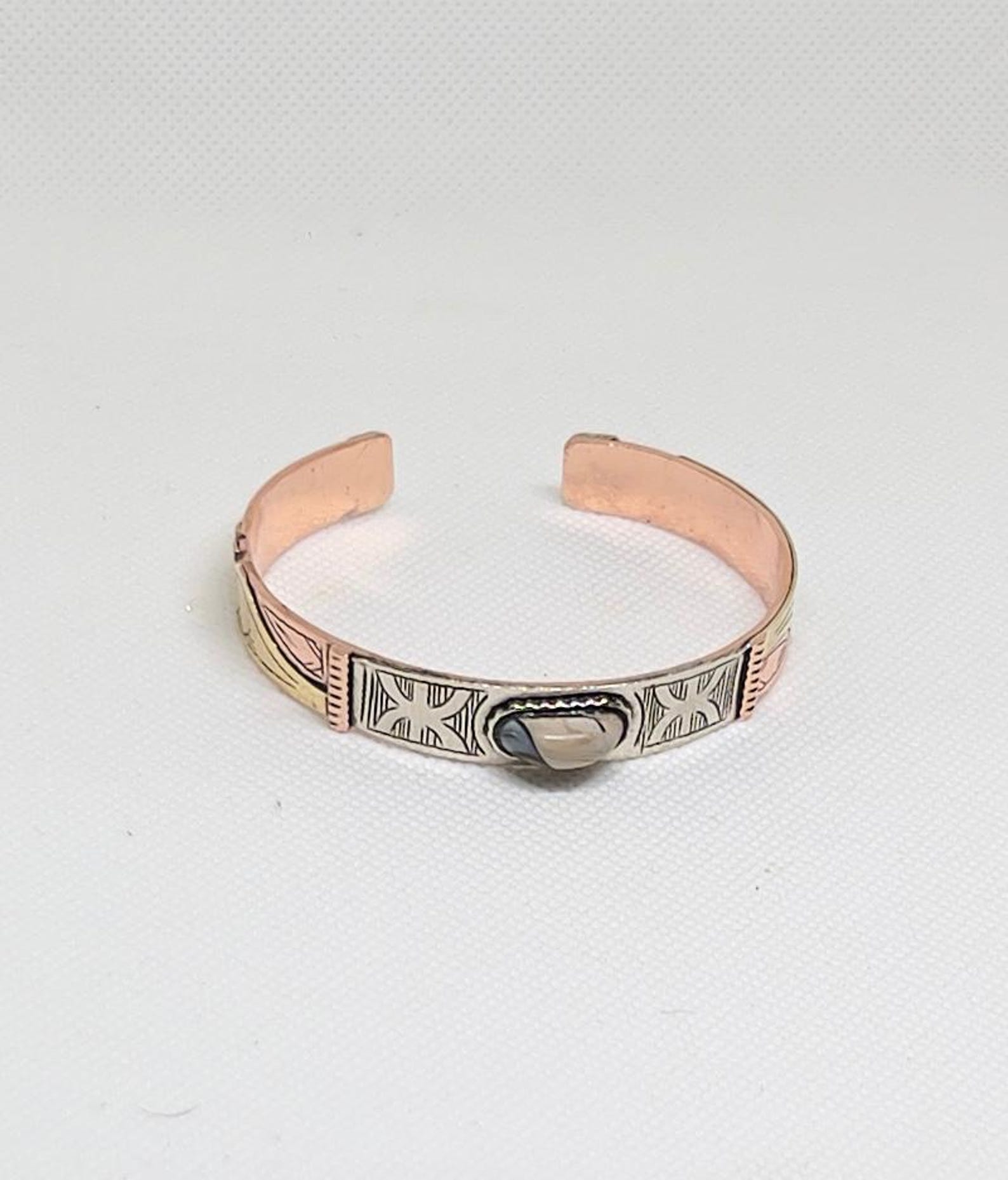 Handmade Amazigh Berber Amber Pure Copper Adjustable Bangle Bracelet