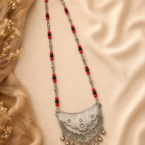 Berber Handmade Style Ethnic Silver-Tone Pendant Tribal Necklace