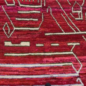 Berber Handwoven Red Wool Geometric Tribal Area Rug