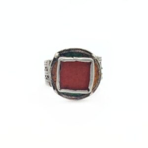 Amazigh Red glass and enamel ring size 11.5