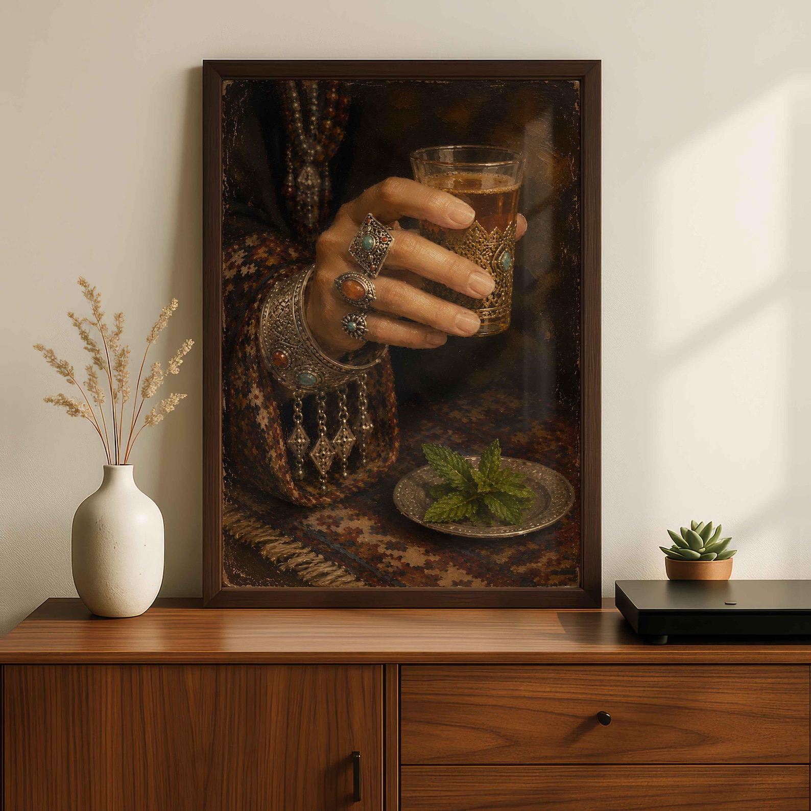 Amazigh Woman Mint Tea Berber Jewelry Digital Wall Art