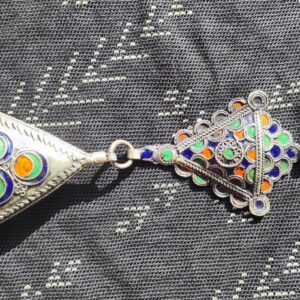 Amazigh Antique beaded Silver fibula for Everyday Personal Jewelry Styling