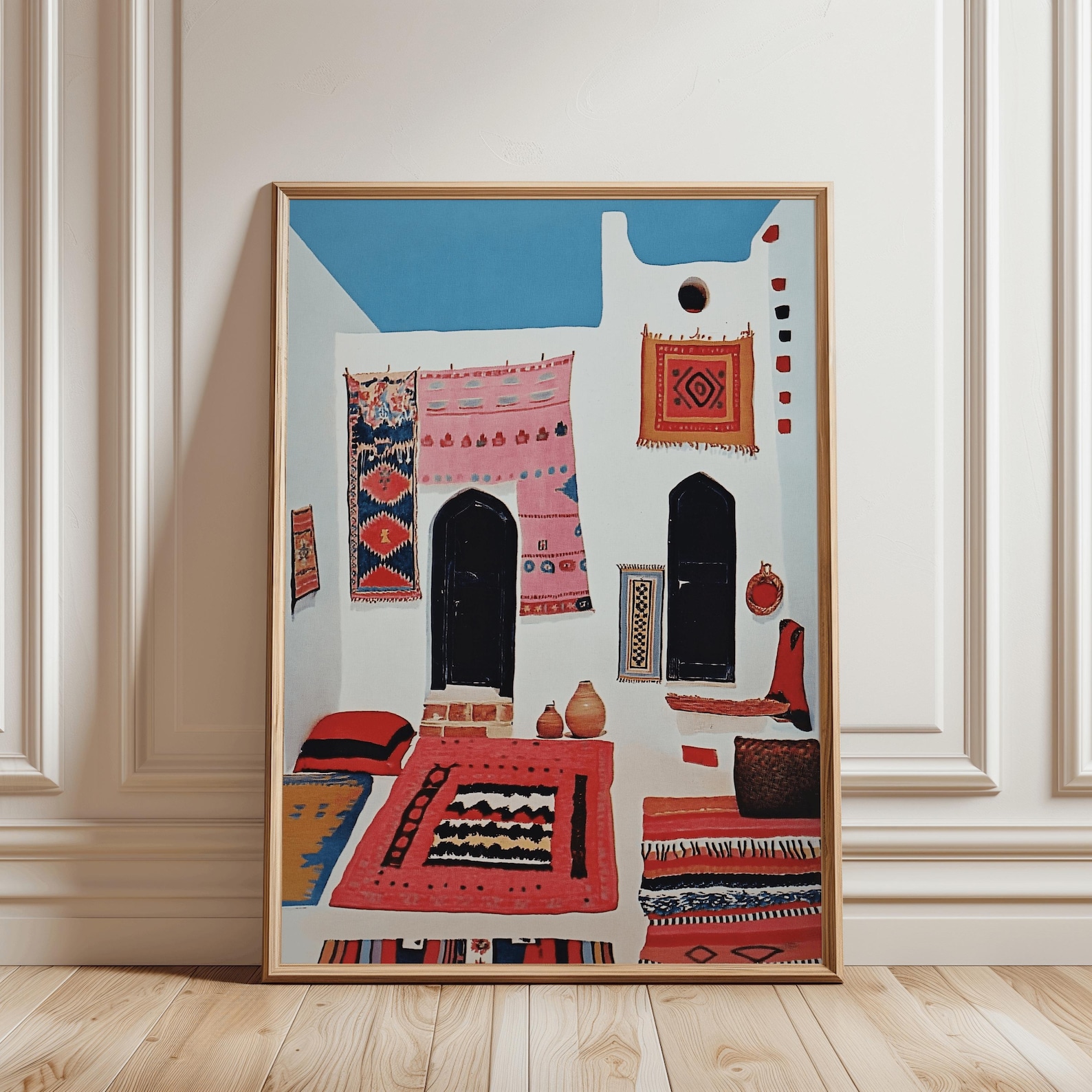 Amazigh Vintage Rug Textile Scene Vertical Wall Art Print