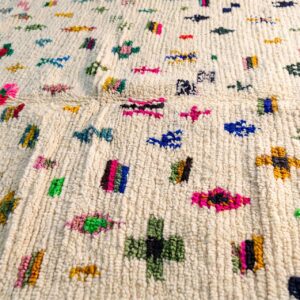 Handmade Amazigh Berber Tifinagh Geometric Natural Wool Area Rug