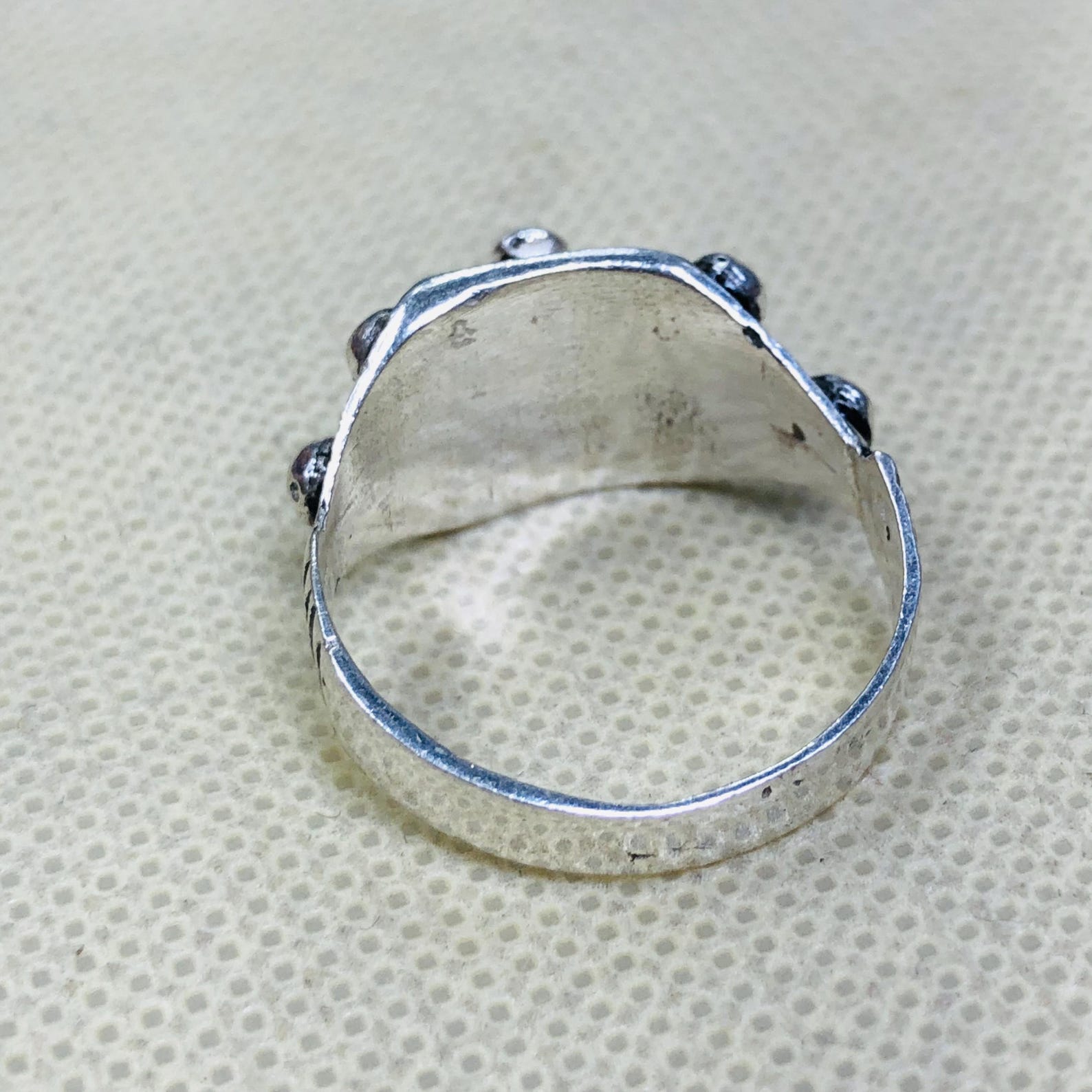 Handmade Amazigh Berber Solid Silver Geometric Pyramid Cone Ring