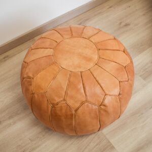 Berber Handmade XL Leather Ottoman Stuffed Floor Pouf