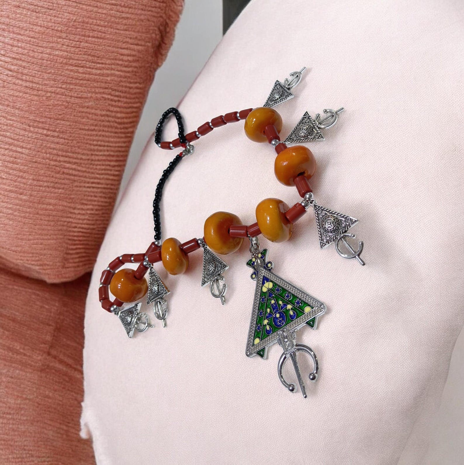 Berber Handmade Traditional Jewelry Tribal Necklace Silver Pins
