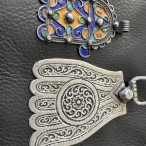 Berber Antique Vintage Silver HAMZA Pendants Big Necklace