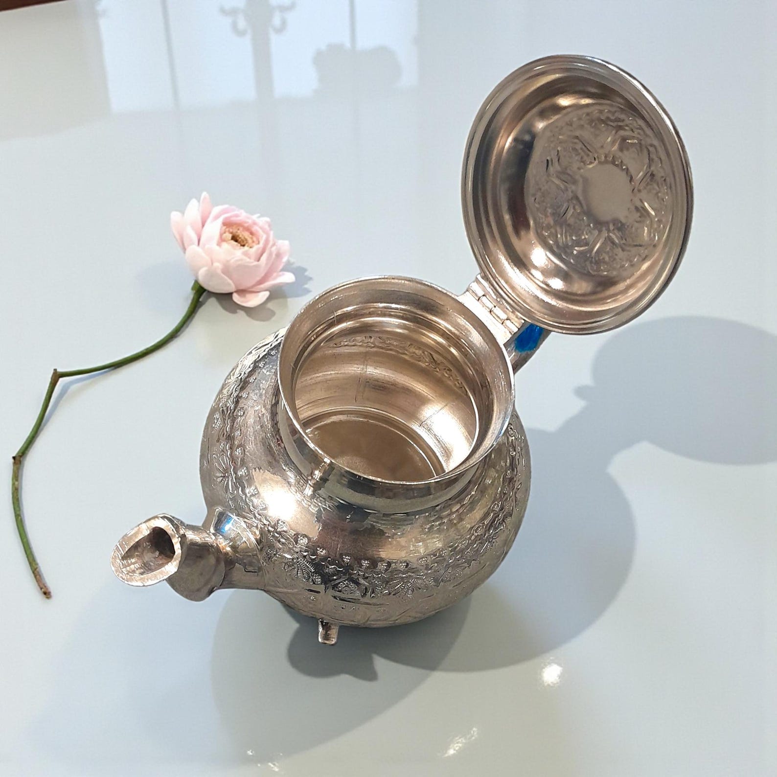 Amazigh Handcrafted Silver Teapot Traditional Engraved Tea Pot