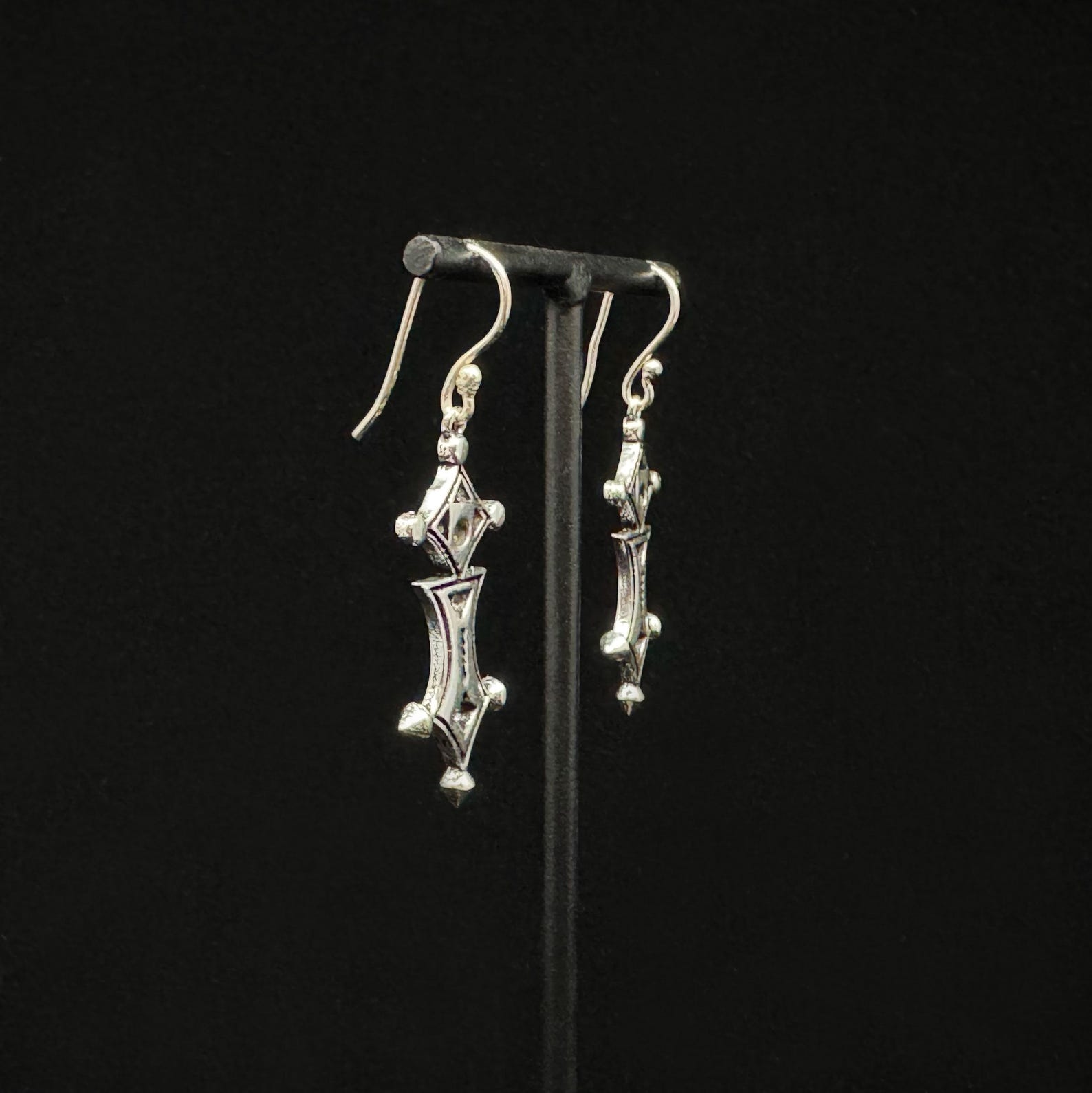 Amazigh Silver Plated Cross Symbol Statement Berbères Earrings