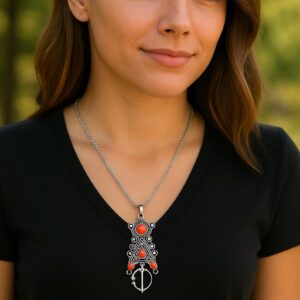 Amazigh Tizerzit Berber Fibula Pendant Stainless Steel Chain Necklace